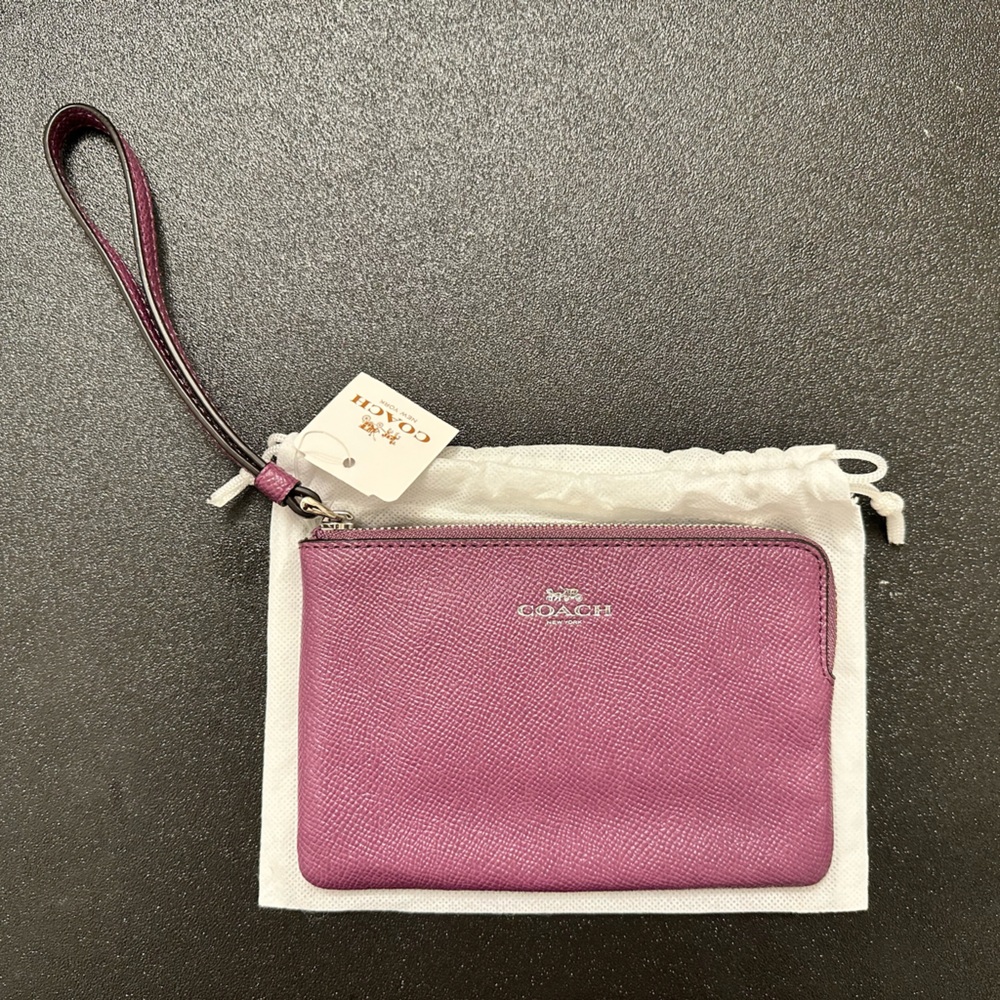 NWT Coach Purple Leather Wristlet